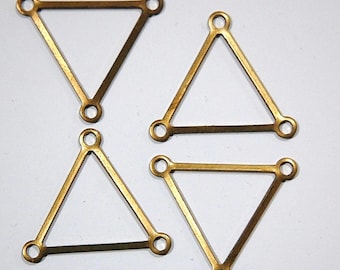 3 Loop Raw Brass Open Triangle Pendant Connector 29mm (4) mtl203