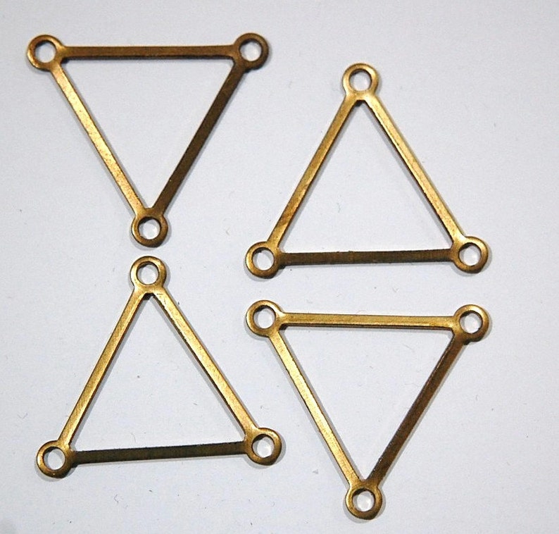 3 Loop Raw Brass Open Triangle Pendant Connector 29mm 4 mtl203 image 1