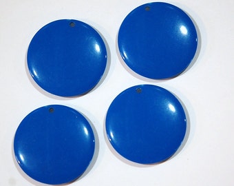 Vintage Acrylic Blue Circle Disc Charm Pendant chr179C