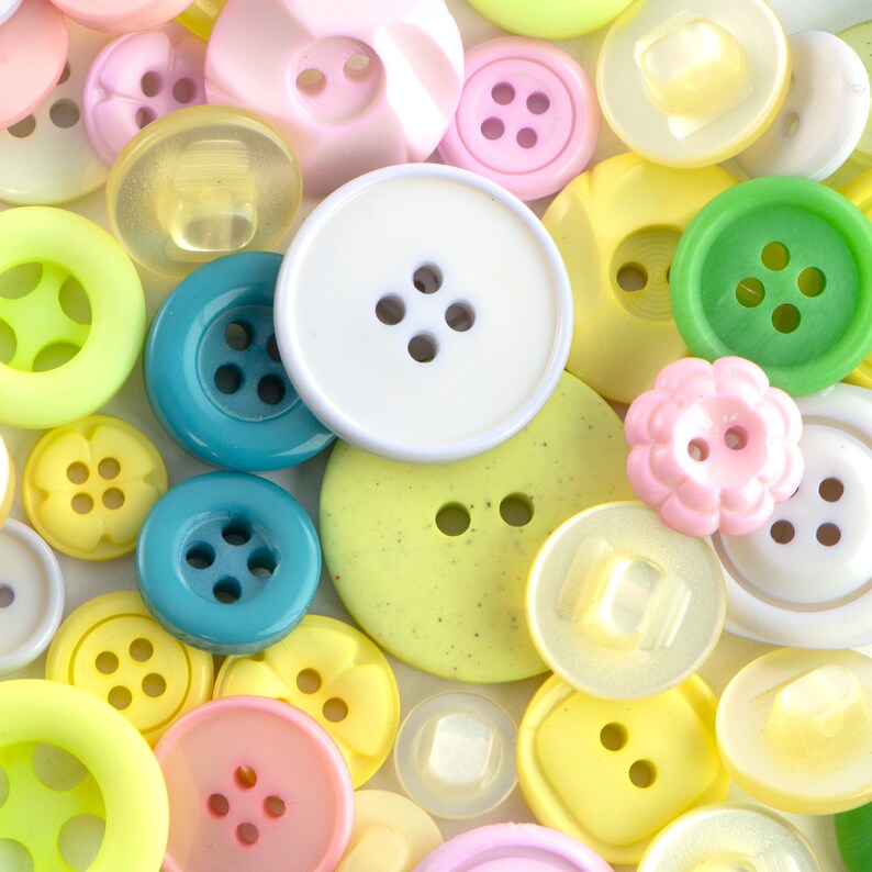 Buttons Pastal Color Random Assorted Pastel Color Vintage Acrylic Buttons (~100pc) - Etsy