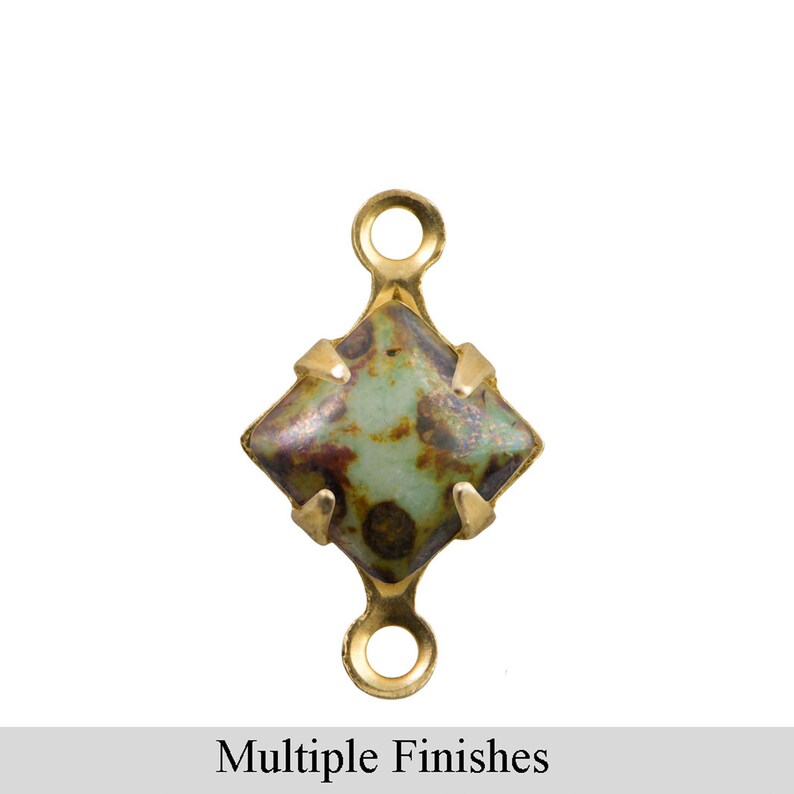 6mm Light Blue Turquoise Picasso Glass Square Stone in 2 Loop Setting