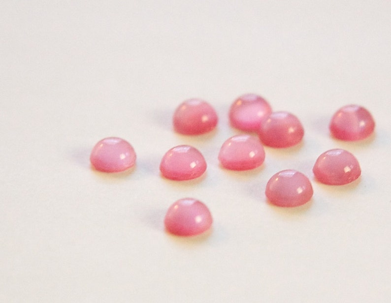 Vintage Pink Moonglow Glass Cabochons 5mm 12 cab840A image 2