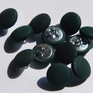 Vintage Dark Green Silk Buttons 13mm (6) btn003D