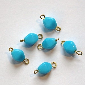 Vintage Blue Glass Bicone Connector Drops drp097A
