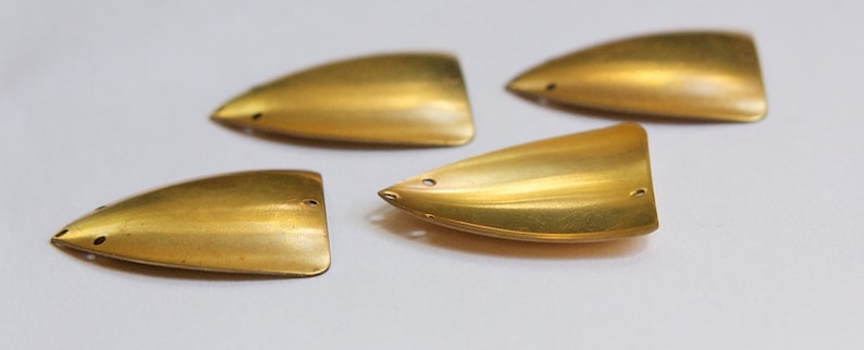 4 4 Hole Raw Brass Dapped Triangle Connector Pendant mtl174