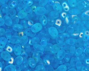 2/5MM MATUBO SUPERDUO Matte Aquamarine AB Beads