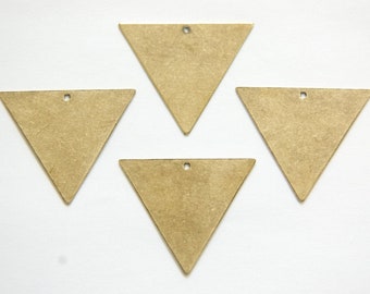 1 Bottom Hole Brass Ox Flat Geometric Triangle Pendant Charm 35mm (4) mtl145F