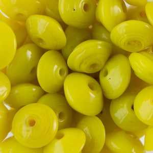 Vintage Opaque Yellow Japanese Glass Spacer Beads jpn013H