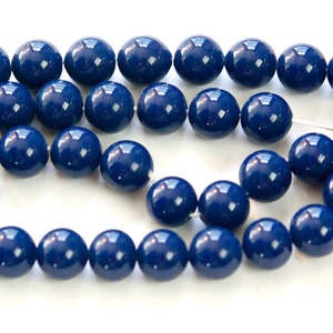 Vintage Opaque Navy Blue Glass Beads Japan 8mm (8) jpn003J