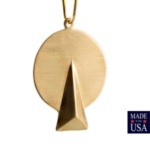 1 Loop Raw Brass Circle with Triangle Drops Charms 27x20mm (6) mtl066M