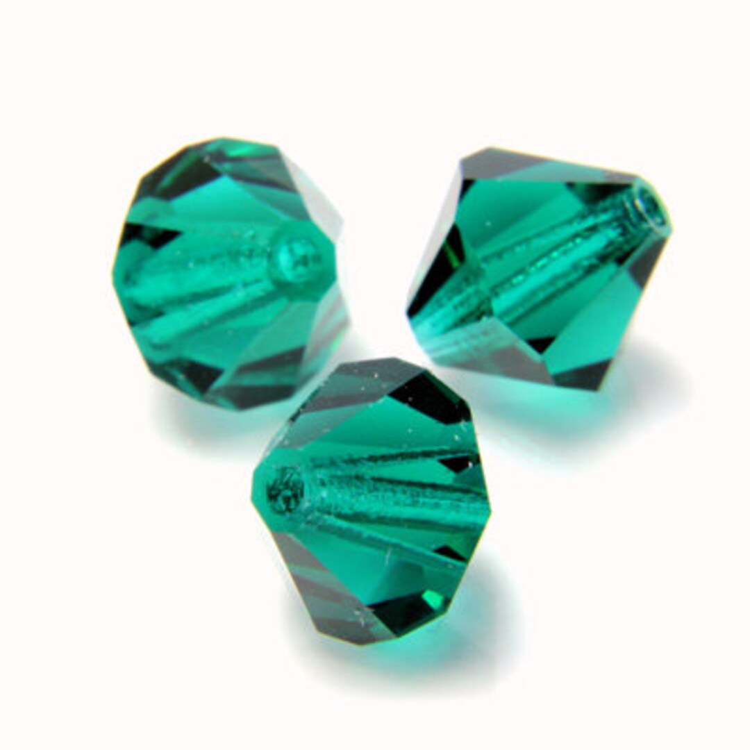 thumbnail image 2 of 50 X Emerald Isle Bicone Czech Glass Beads – 6mm – Green, Made In Czech Republic 2 of 6