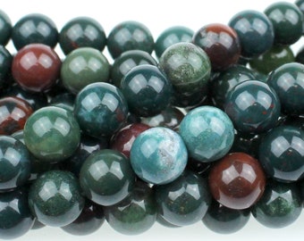 Dakota Stones Bloodstone 8mm Round Gemstones. 8" Strand. BLD8RD-8