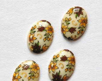 最安プラン Vintage Brown (4 14x10mm Japan Cabochons Flower Yellow and テーブル・チェア・ハンモック
