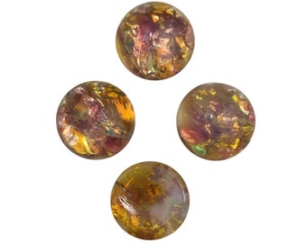 Vintage Harlequin Opal Glass Foiled Cabochons 7mm (4) cab3003K