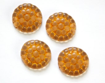 Vintage Earthy Brown Wash on Clear Glass Bumpy Cabochons 18mm (4) cab839A