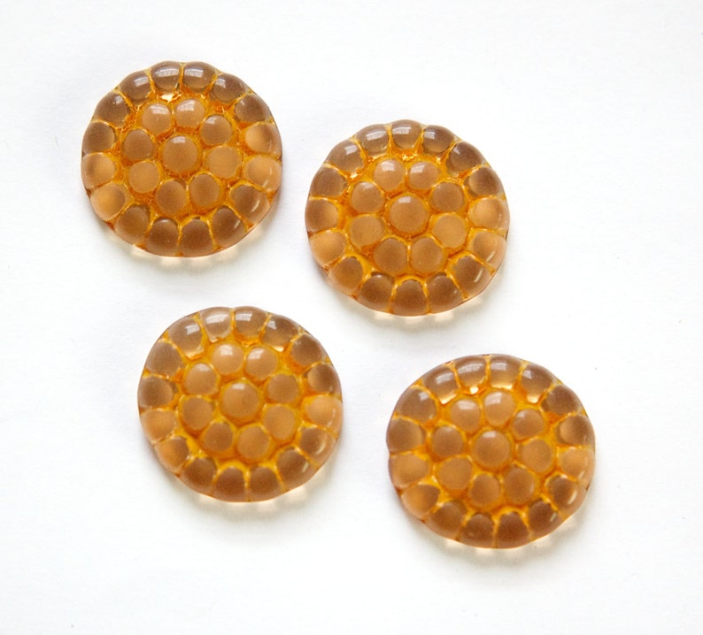 Vintage Earthy Brown Wash on Clear Glass Bumpy Cabochons 18mm 4 cab839A image 1