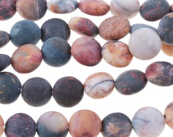 Dakota Stones Matte Red Creek Jasper 8mm Puff Coin Gemstones