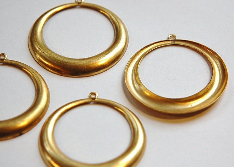 2 Hole Raw Brass Large Hoop Pendant Drop 4 mtl414A image 2