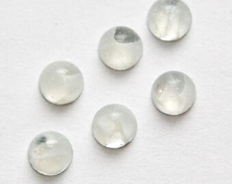 Vintage Clear with White Swirls Glass Silver Foiled Cabochons 6mm (8) cab700V