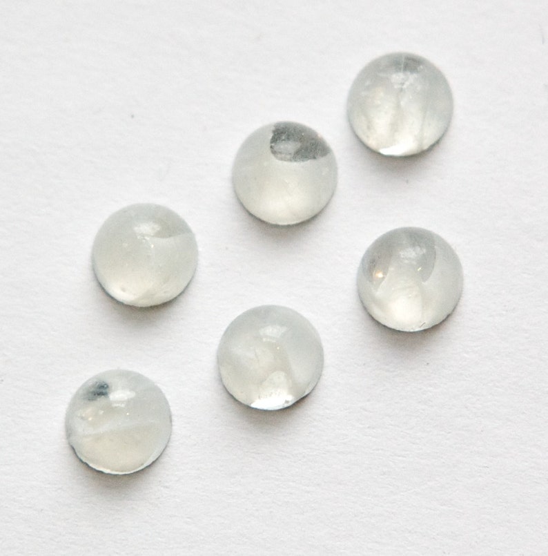 Vintage Clear with White Swirls Glass Silver Foiled Cabochons 6mm 8 cab700V image 1