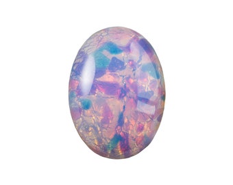 Fire Opal Harlequin Glass Oval Cabochon 25x18mm (1) cab5006K