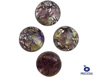 Preciosa Amethyst Foil Opal Round Glass Cabochons 7mm (4) cab3003E