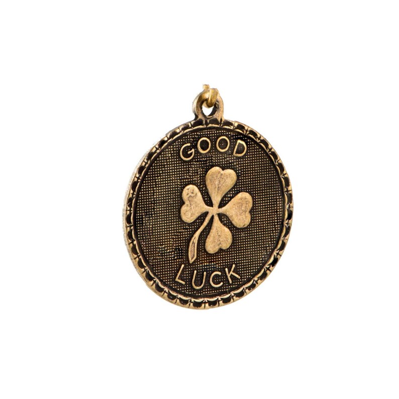 Good Luck Word Charm with Loop 4 Brass Ox