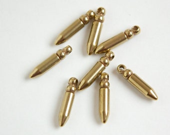 Raw Brass Solid Bullet or Dagger Shaped  Charms (8) mtl273
