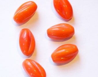 Vintage Opaque Orange Glass Twist Beads Germany 20mm grm019B