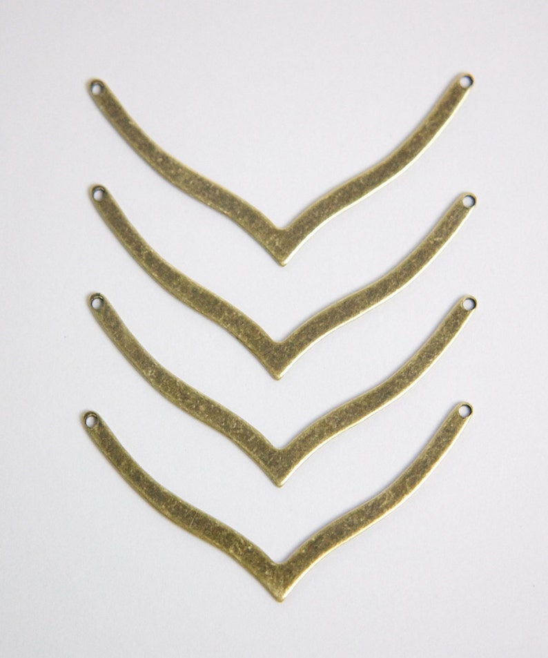 2 Hole Brass Ox V Connector Pendants Type A 6 mtl045E image 1