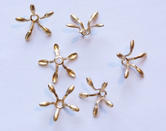 Raw Brass Open Long Petal Flower Like Cupped Bead Cap mtl140
