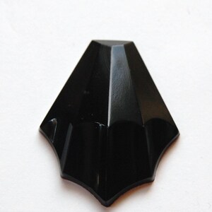 Vintage German Large Black Scalloped Glass Stone Cabochon cab048M