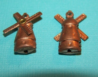 Vintage Copper Dutch Windmill Charms (4) chr103B