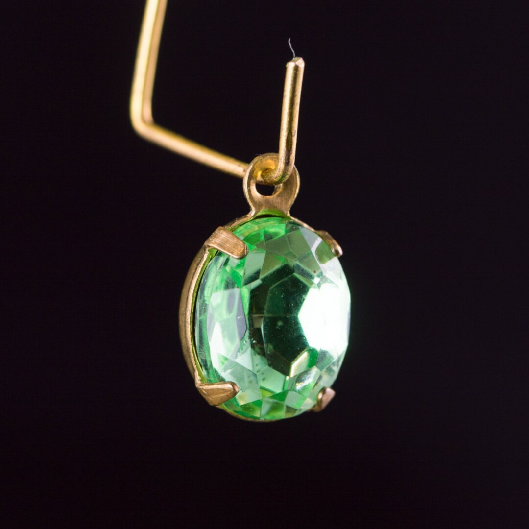 Peridot Faceted Glass Oval Stones in 1 Loop Brass Setting 10mmx8mm 4