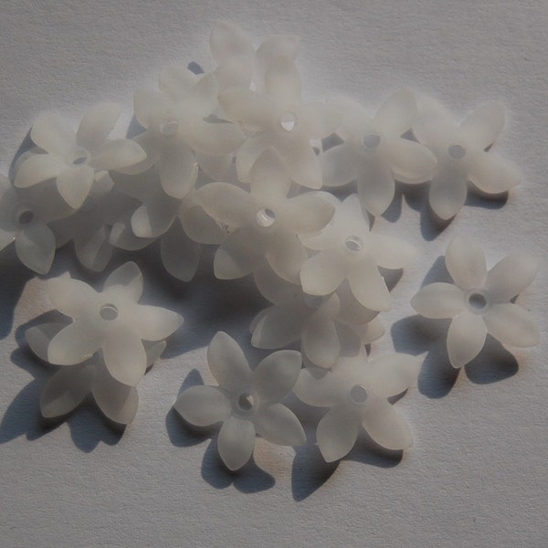Matte White Flower Beads Bead Caps 18mm (10) bds669B