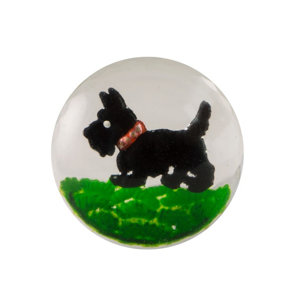 18mm Black Scottie Dog Glass Round Intaglio (1)