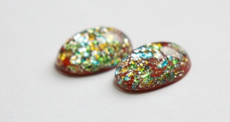 Red Opal Oval Glass Cabochons 18x13mm (2) cab5005Q image 2