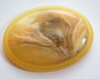 Vintage Yellow Peach and White Swirl 40x30mm Cabochons cab405F