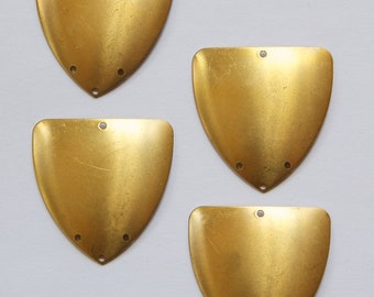 4 Hole Raw Brass Dapped Triangle Connector Pendant (4) mtl174