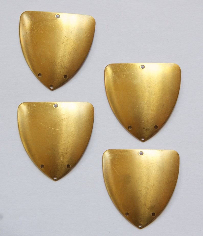 4 4 Hole Raw Brass Dapped Triangle Connector Pendant mtl174