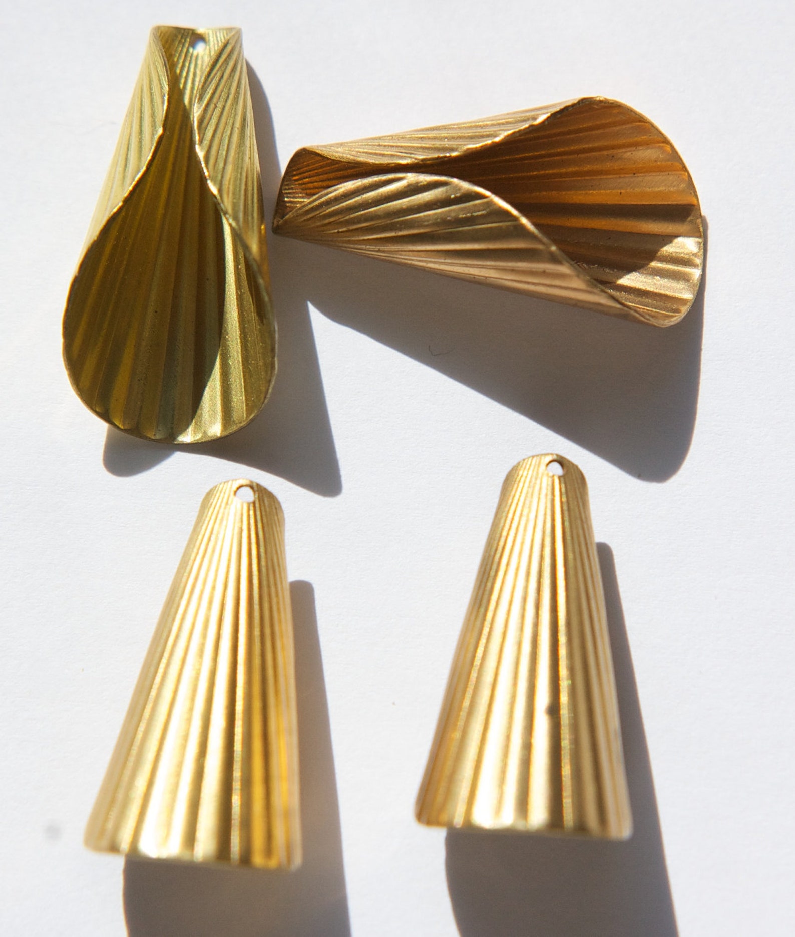 Raw Brass Ribbed Cone Pendant or Bead Cap Large 32x16mm (4) Mtl027e - Etsy
