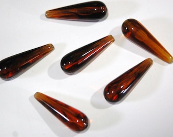 Vintage Acrylic Tortoise Shell Teardrop Beads (6) bds141B