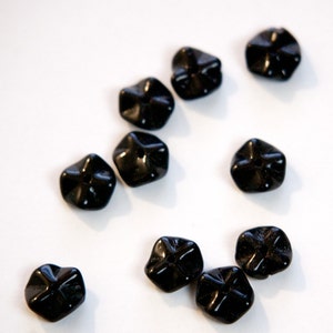 Vintage Opaque Black Wavy German Glass Beads 9mm grm044F