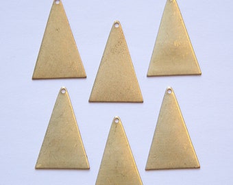 1 Hole Raw Brass Geometric Narrow Triangle Pendant Charm (6) mtl511G