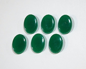 Vintage Jade Green Glass Cabochons 14x10mm cab577J