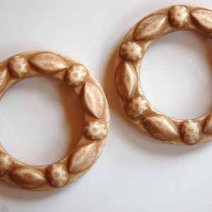 Vintage Brown Acrylic Faux Stone Textured Hoop Ring hps047