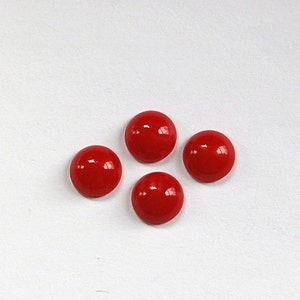 Vintage Opaque Red Glass Domed Cabochons 9mm cab702W