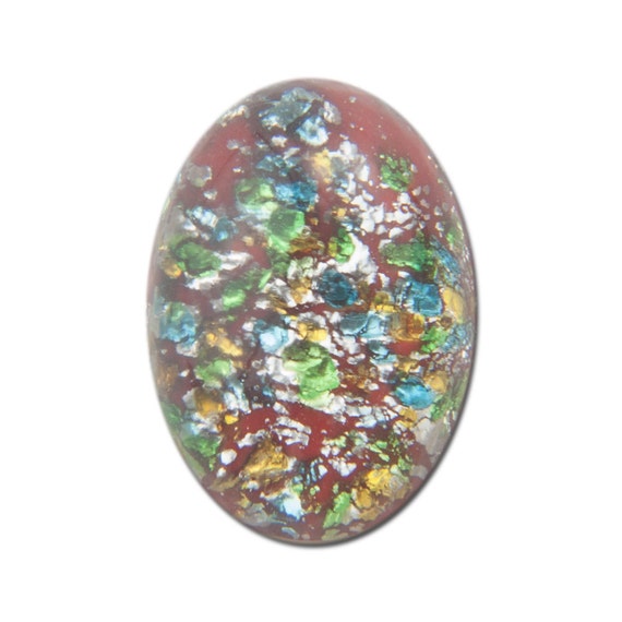 Red Opal Oval Glass Cabochons  18x13mm (2) cab5005Q