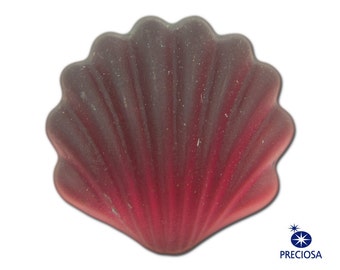 14mm Matte Rose Ribbed Shell Glass Cabochons (2)