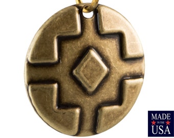 1 Hole Brass Ox Southwestern Drop / Pendant 17mm (6) mtl486F